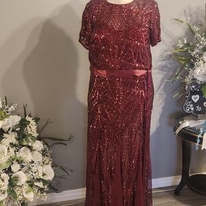 Elegant Merlot Sequin Evening Gown.Size 18W